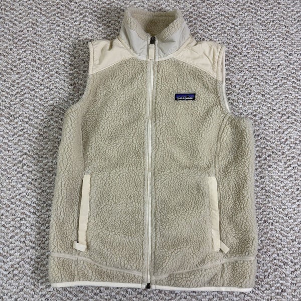 Patagonia Vest Womens Medium Tan Retro X Fleece Sherpa Deep Pile Jacket Natural