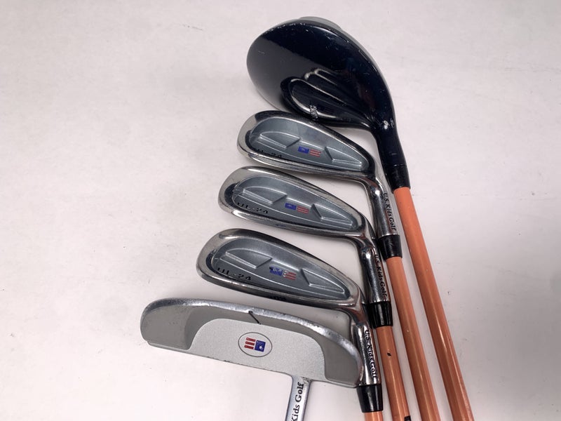 US Kids UL 24 Club Set Driver 8 9 PW Putter Kid Power 51" -35 Orange Youth RH