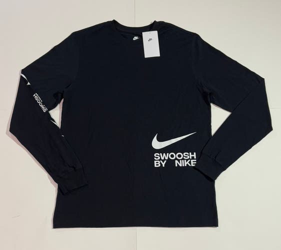 Black Medium Men's Nike Shirt Nike NSW Big Swoosh Long Sleeve Men’s Lifestyle Shirt FJ1119-010