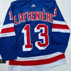 NWT Lafreniere  New York Rangers Adidas Home Jersey with fighting strap