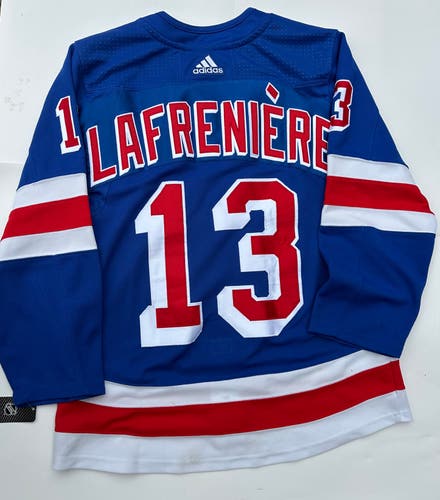 NWT Lafreniere  New York Rangers Adidas Home Jersey with fighting strap