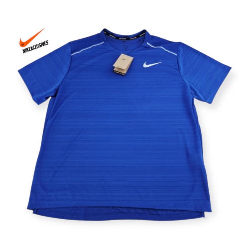 Size Large Men's Nike Dri-Fit Miler Short Sleeve Running Top Shirt AJ7565 480 NEW NWT