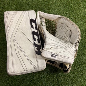 White Intermediate CCM Premier P2.9 Goalie Gloves & Blockers Regular (Used)