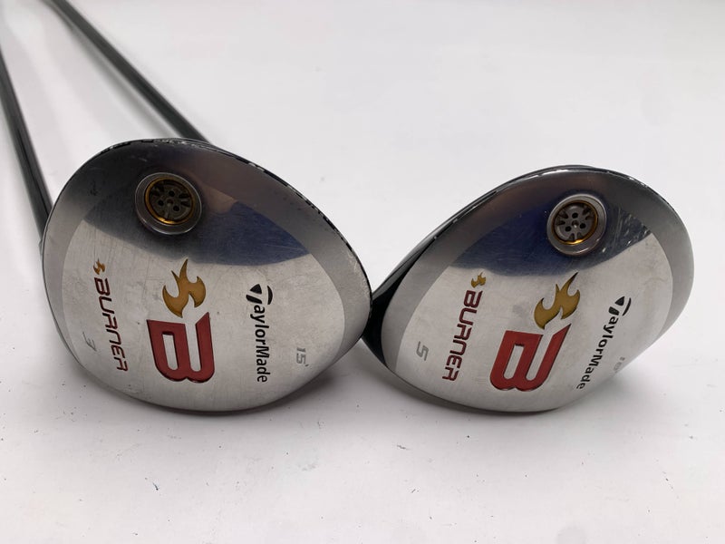 TaylorMade Burner 2008 3 & 5 Fairway Wood Set 15* 18* REAX Stiff Mens RH