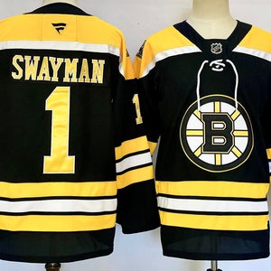 Boston Bruins #1 Jeremy Swayman Black Ice Hockey Jersey Size 50