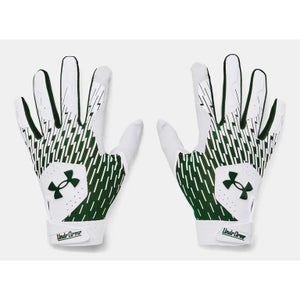 NWT men's XL Under Armour clean up white/forest green Batting Gloves