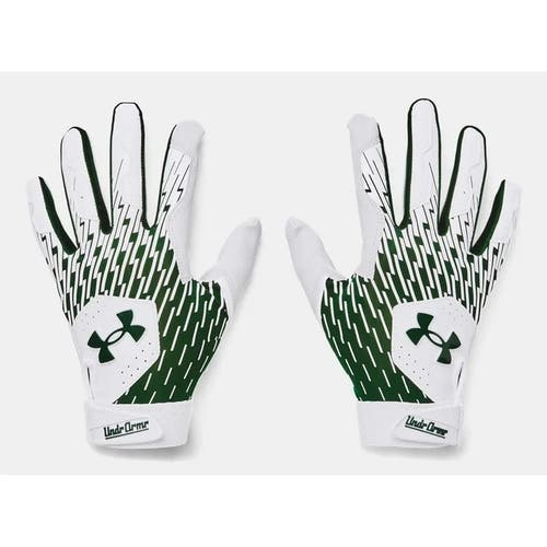 NWT men's XL Under Armour clean up white/forest green Batting Gloves