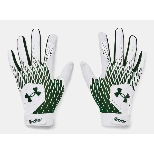 NWT men's XL Under Armour clean up white/forest green Batting Gloves