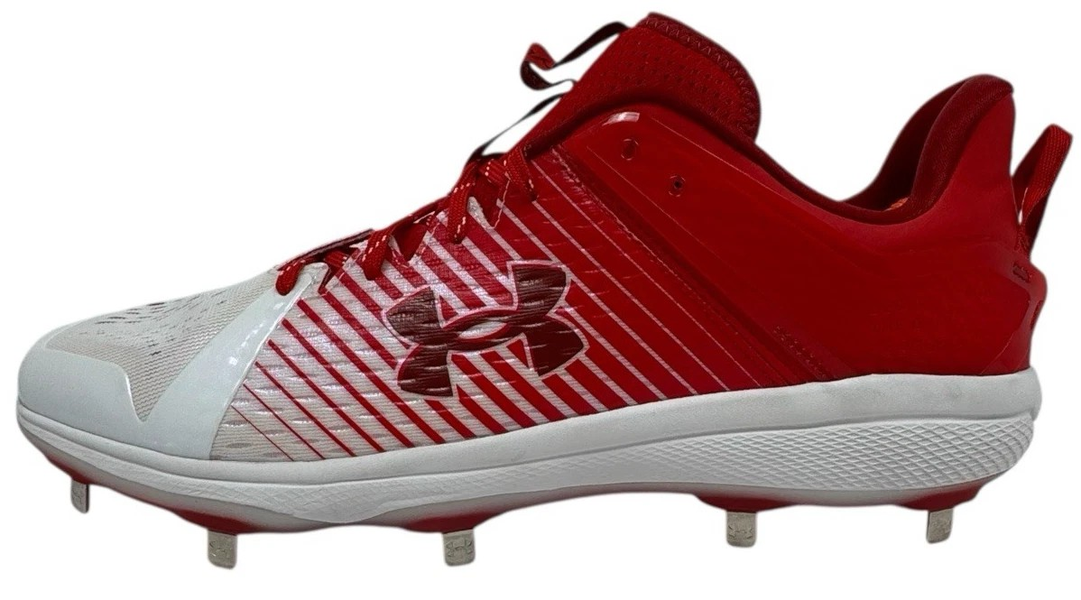 Under Armour Mens Size 15 Red & White Yard Low MT TPU Baseball Cleats Athletic