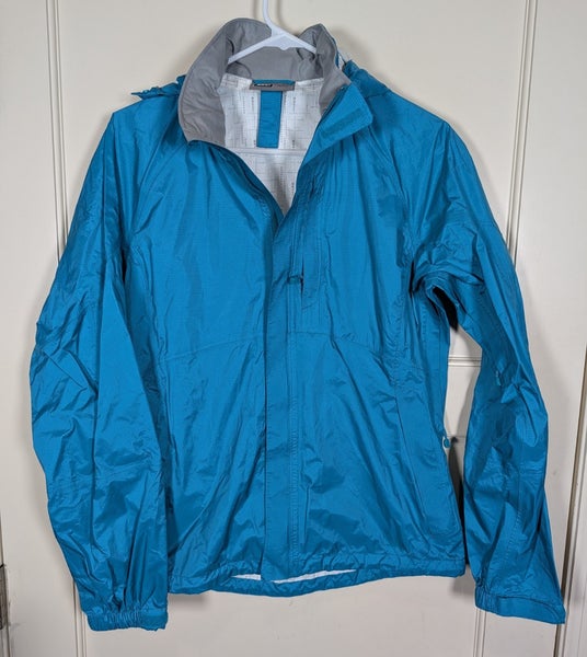 REI Co-op Rain Jacket Women's Size: M Blue Hooded Waterproof Shell Lightweight