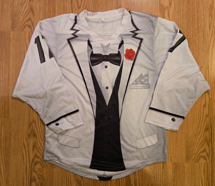 White Tuxedo Box Lacrosse Jersey