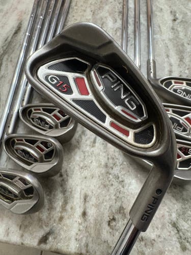 Ping G15 Iron Set Stiff Flex (9 Clubs) #4 - #9, PW, UW, SW Black Dot Steel Shaft Right Hand