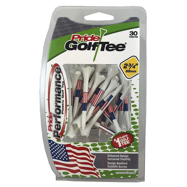 Pride Performance Plastic Golf Tees (2.75", American Flag, 30pk) NEW