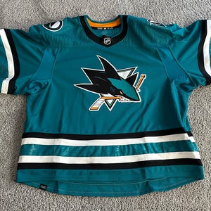 New Sharks 60G Adidas Pro Stock Game Jersey - Teal  - Goalie Cut