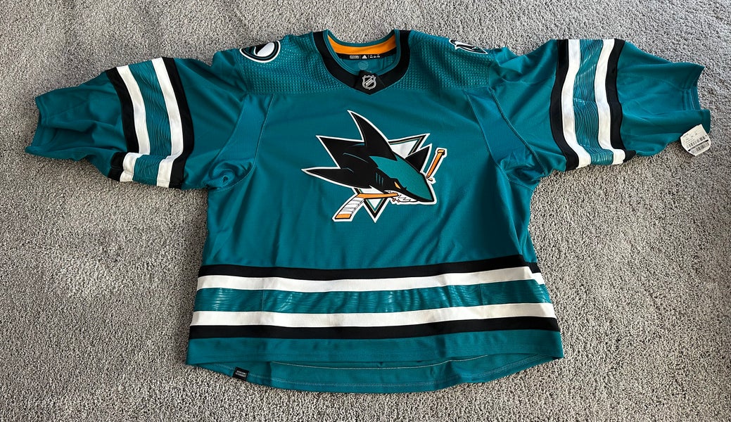 New Sharks 60G Adidas Pro Stock Game Jersey - Teal  - Goalie Cut