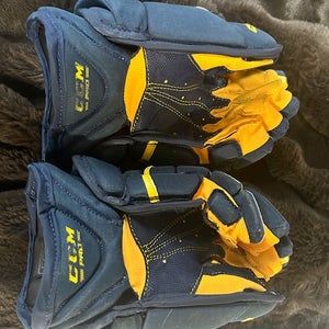 University of Michigan Wolverines CCM HG12 Gloves 14" Pro Stock NEW CUSTOM YELLOW PALMS