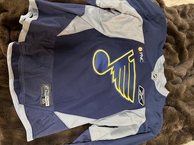 St Louis Blues Reebok MIC Pro Stock Practice Jersey Navy Blue Size 56