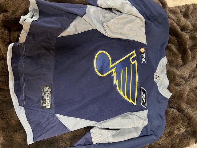 St Louis Blues Reebok MIC Pro Stock Practice Jersey Navy Blue Size 56