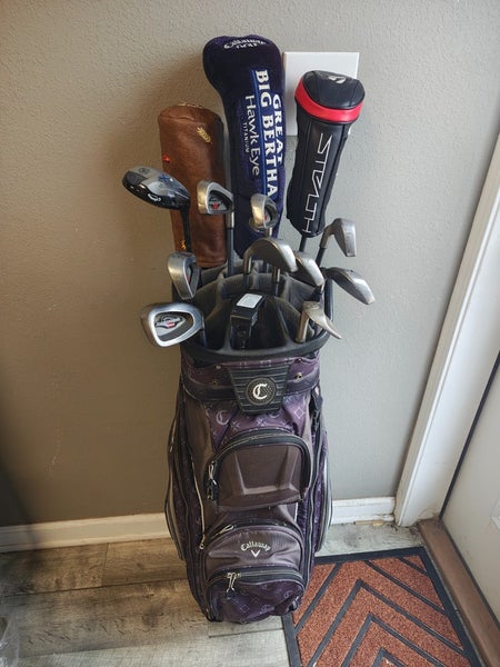 Callaway Taylormade Titleist 15 Piece Regular Flex Complete Golf Set Cart Bag