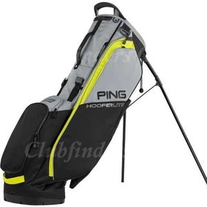 Ping Hoofer Lite Black/Iron & Neon Yellow 4-Way Golf Stand Bag w/ Raincover