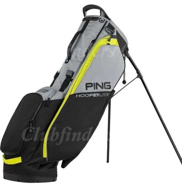 Ping Hoofer Lite Black/Iron & Neon Yellow 4-Way Golf Stand Bag w/ Raincover