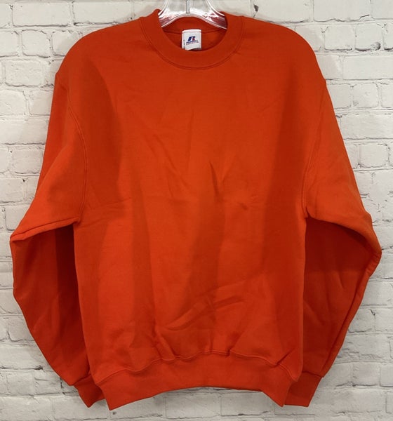 Russell Athletic 698HBM0 Adult's Long-Sleeve Pullover Sweatshirt Orange Small