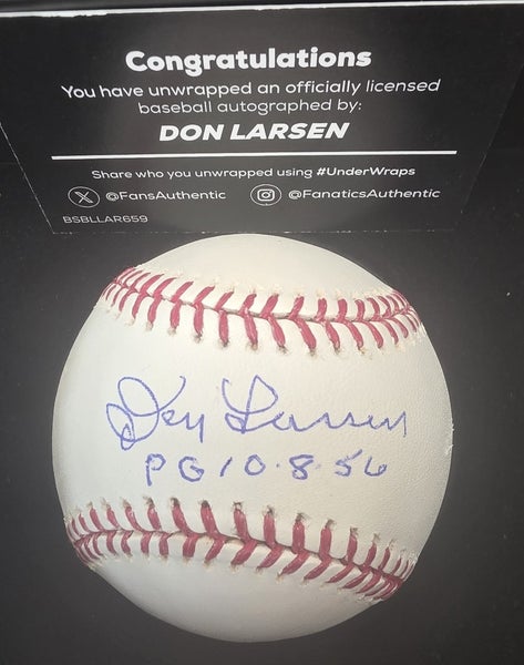 Yankees DON LARSEN Signed Perfect Game 10/8/56 Script Baseball Fanatics COA