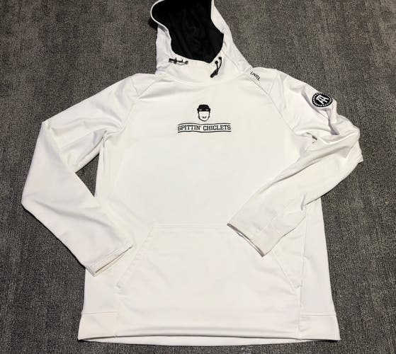 UNRL X Barstool Spittin Chiclets Hockey Crossover White Ice Men's Hoodie Sweatshirt Medium