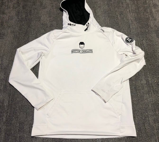 UNRL X Barstool Spittin Chiclets Hockey Crossover White Ice Men's Hoodie Sweatshirt Medium