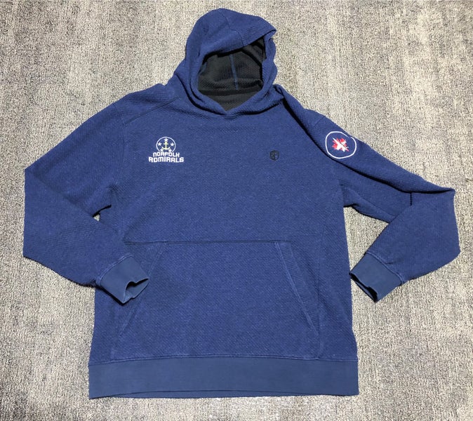 Team Issued ECHL Norfolk Admirals Winnipeg Jets Hockey Born Primitive Navy Waffle Hoodie Sweatshirt