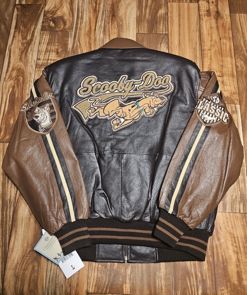 NEW Vintage Rare Scooby Doo Cartoon Network Brown 100% Leather Jacket Coat Sz L