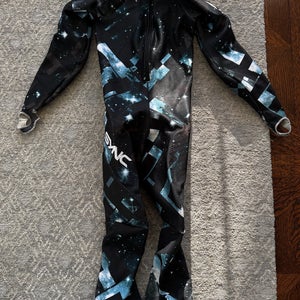 SYNC Unisex Medium Performance Stellar Adult Ski FIS Race Suit (Used) - Black/Turquoise