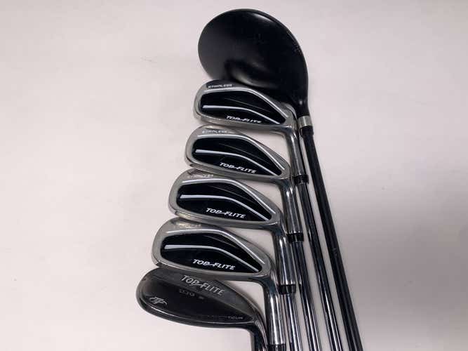 Top Flite Stainless Club Set 3W 6 7 8 PW SW Regular Graphite & Steel Mens RH