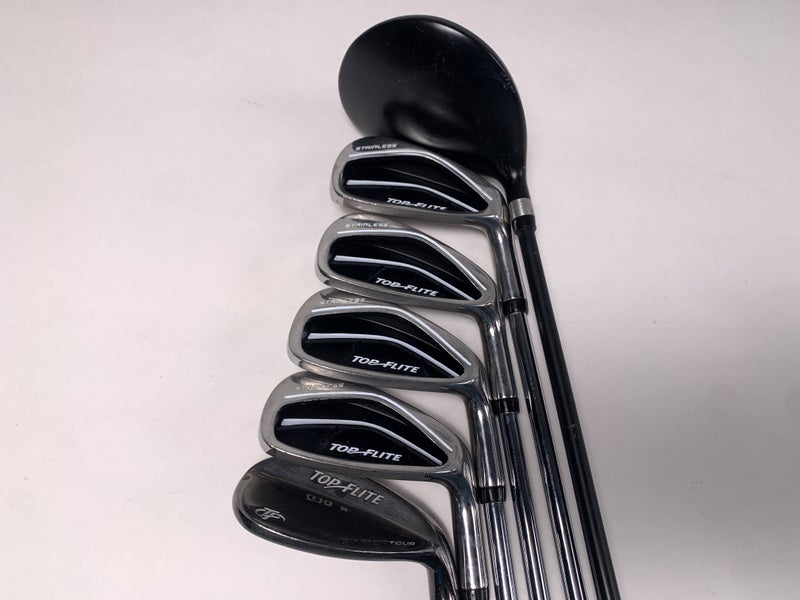 Top Flite Stainless Club Set 3W 6 7 8 PW SW Regular Graphite & Steel Mens RH