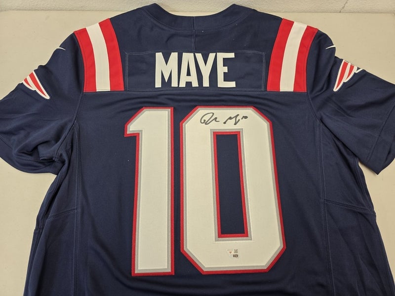 Patriots DRAKE MAYE Autographed Auto Signed Navy Limited Jersey Fanatics COA