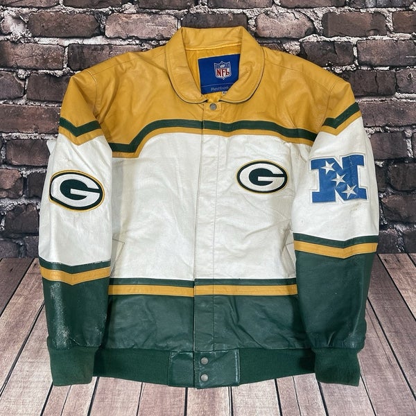 Vintage 1999 Reebok NFL Jeff Hamilton Green Bay Packers Leather Jacket Mens XL