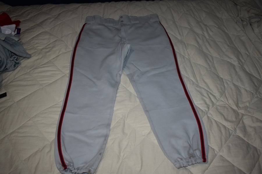 TAG Athletic Baseball Game Pants, Gray/Red, Adult Size 36