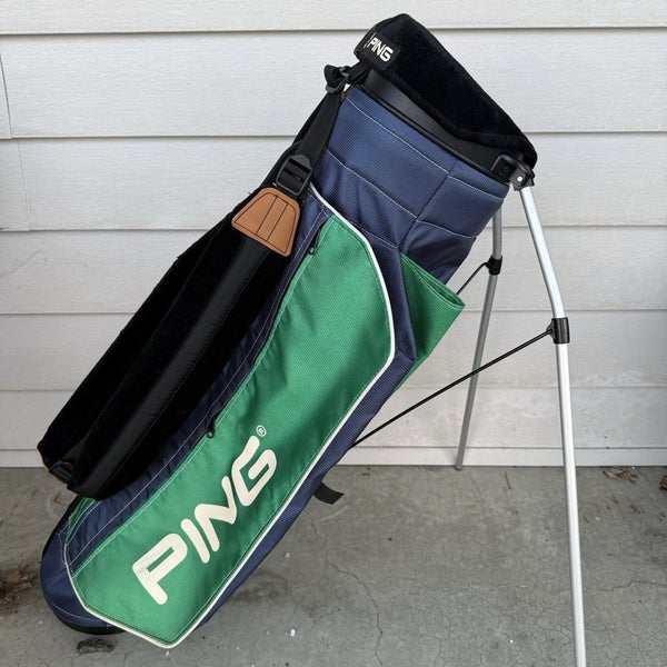 Vintage Ping Hoofer 4 Way Stand Bag Dual Straps Dark Blue Green White Logos