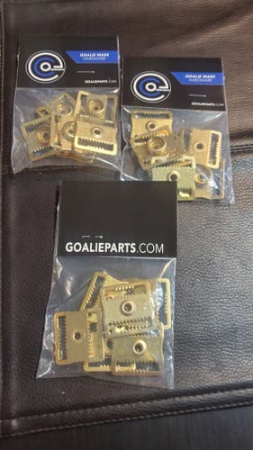 (New) Gold METAL goalie mask strap clips