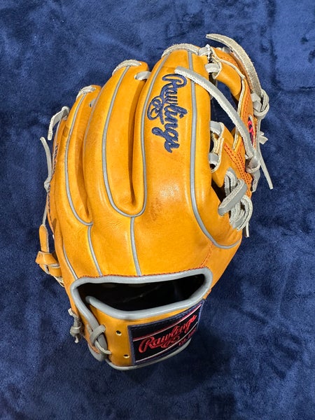 Yellow Rawlings Heart of the Hide PROR314 RH Infield Baseball Glove 11.5" (Used)