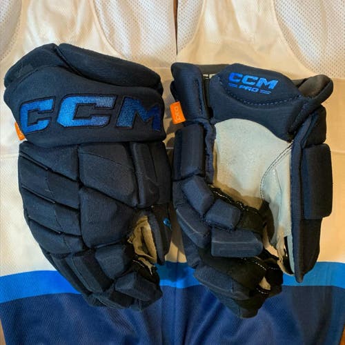 13" CCM Jetspeed HGJS Navy Blue Pro Stock Gloves Customized *Read Full Description*