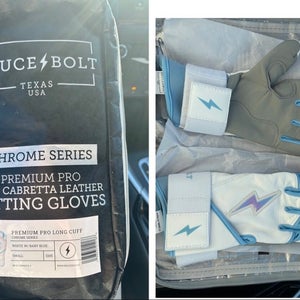 White Senior Small Bruce Bolt Batting Gloves