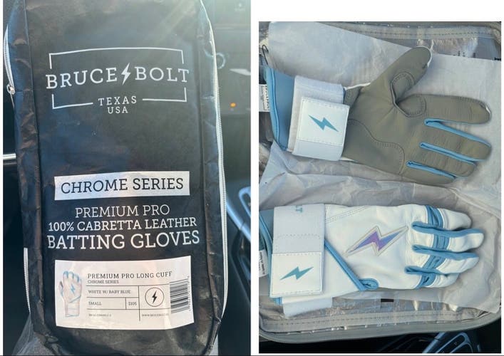 White Senior Small Bruce Bolt Batting Gloves
