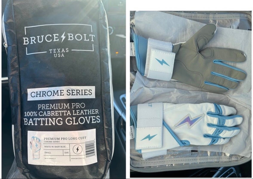 White Senior Small Bruce Bolt Batting Gloves