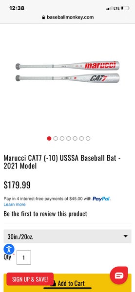 Used MAYBE TWICE!! Marucci CAT 7 MSBC7X10 USSSA 2 3/4" Barrel Bat 30" -10 Drop 11506-S000242702