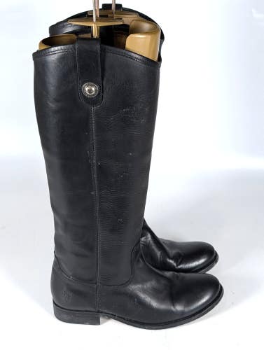 FRYE Melissa Button 2 Riding Boots Tall Black Leather Block Women's Size: 5.5B