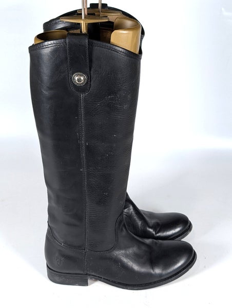 FRYE Melissa Button 2 Riding Boots Tall Black Leather Block Women's Size: 5.5B