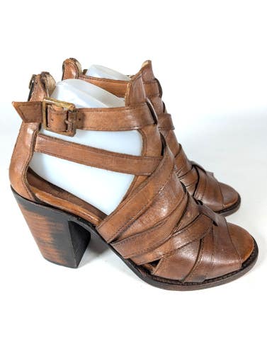 Freebird Claw High Heeled Leather Sandals Womens Size 8 Brown Strappy