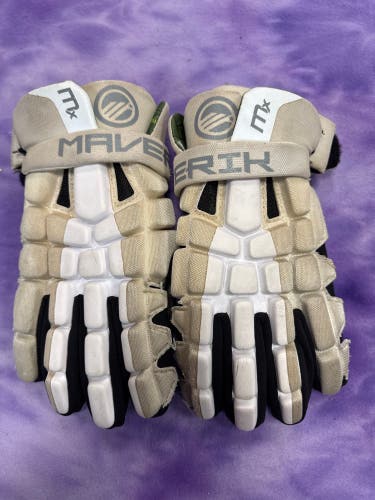 White Maverik MX Lacrosse Gloves 13" (Used)