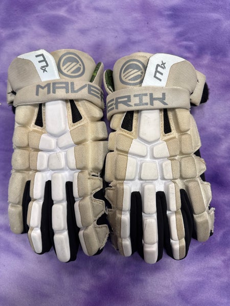 White Maverik MX Lacrosse Gloves 13" (Used)